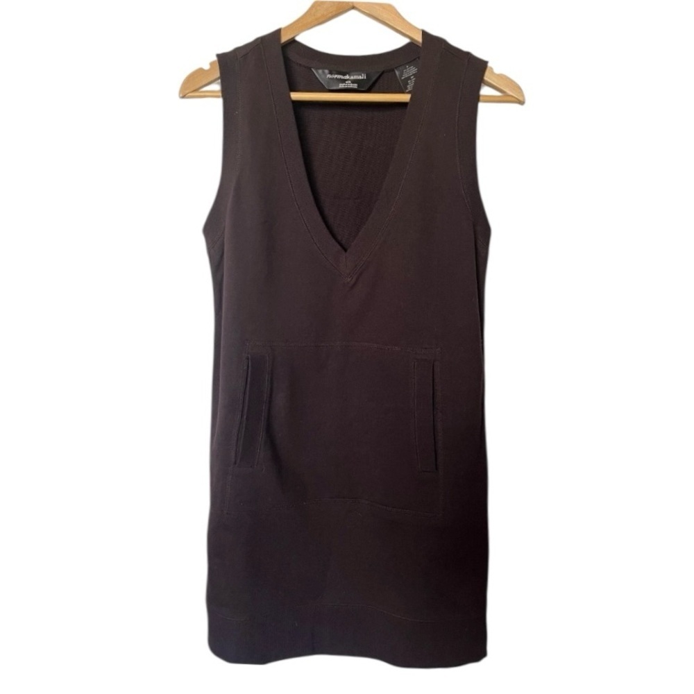 Norma Kamali Tunic Dress Size XL Brown Sweatshirt Mini Sleeveless V-Neck